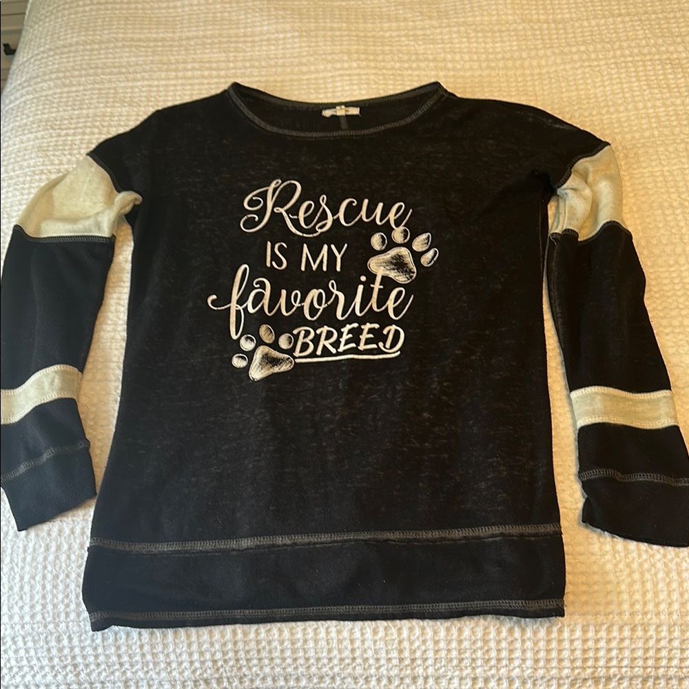 Maurices Black and White Long Sleeve Tee Rescue Design